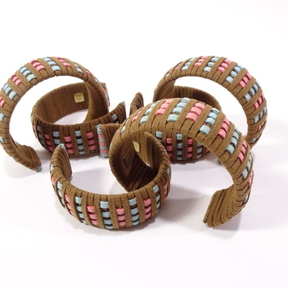 DANNIJO Tasha Suede Brown Pink Blue Braided Cuff Bracelet NWOT 225 - Picture 8 of 10